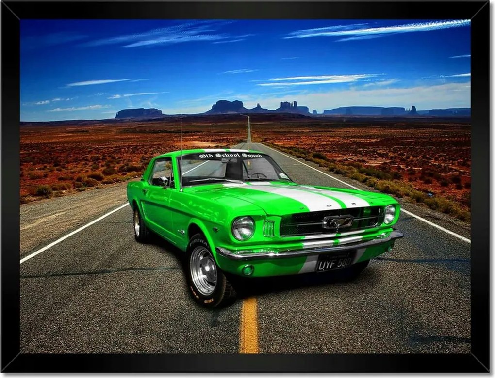 Poszterek keretben 40x30 Zöld Mustang a sivatagban
