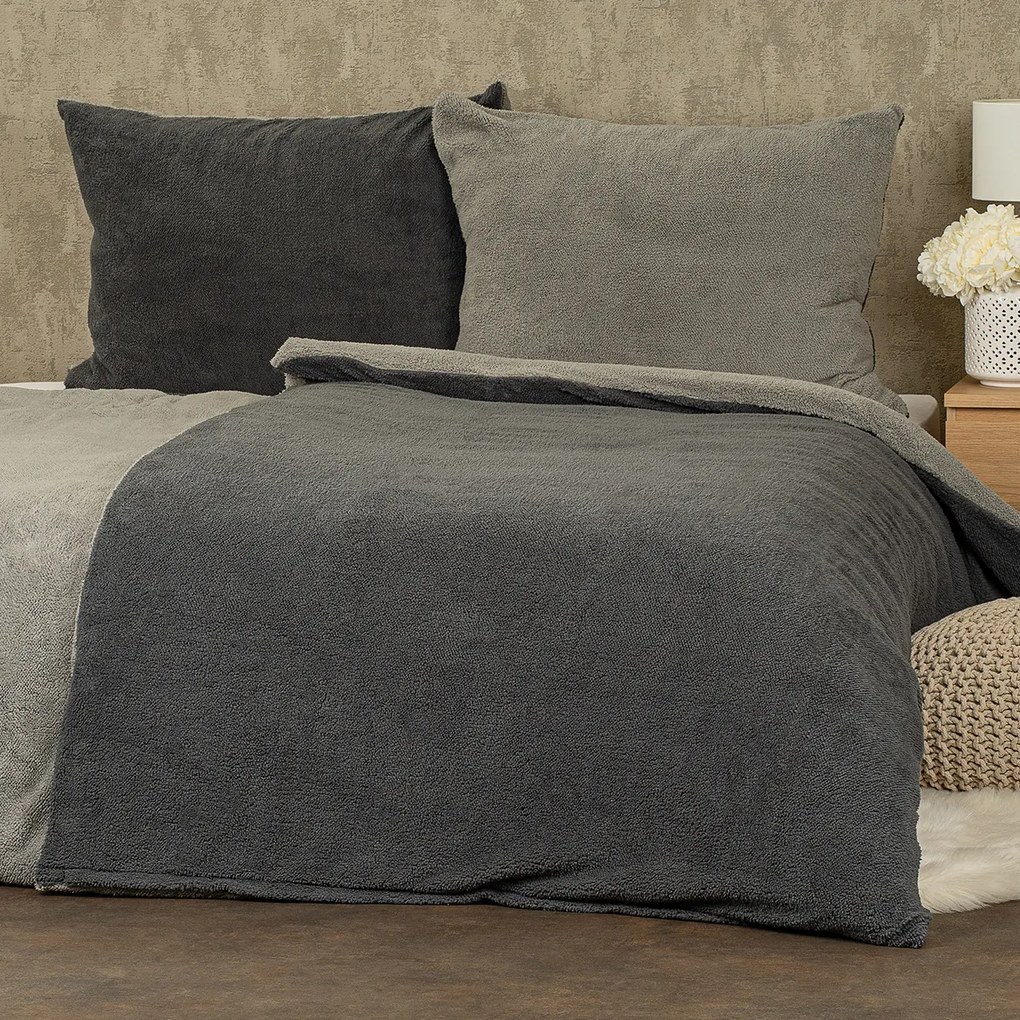 4Home Teddy gyapjú hatású ágyneműhuzat, szürke, 140 x 200 cm, 70 x 90 cm