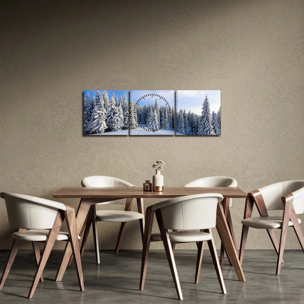 Kép - Tél az erdőben (órával) (90x30 cm)