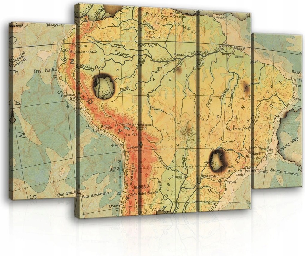 Vászonkép 150x100 Régi térkép vintage retro térképészet földrajz utazás