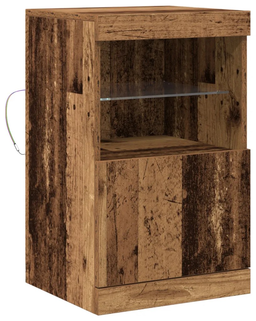LED világítással ellátott szekrény, régi fa 41x37x67 cm