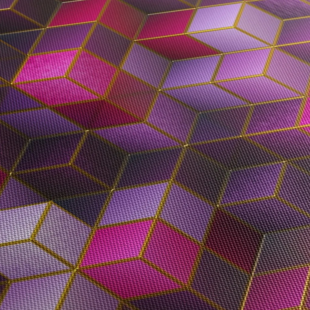 Lila kockák képe (órával) (90x30 cm)