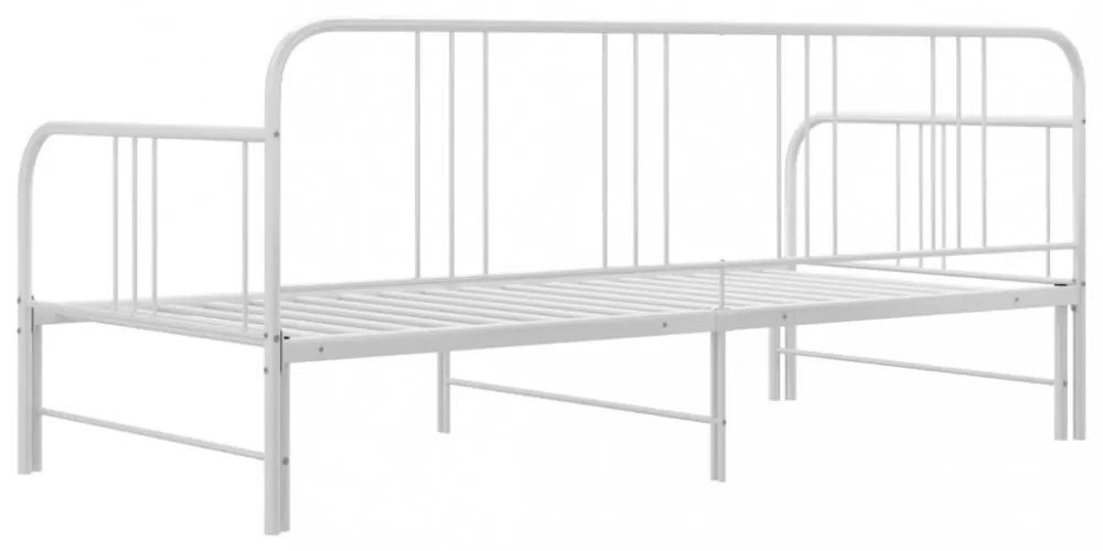 fehér fém kihúzható kanapéágy-keret 90 x 200 cm