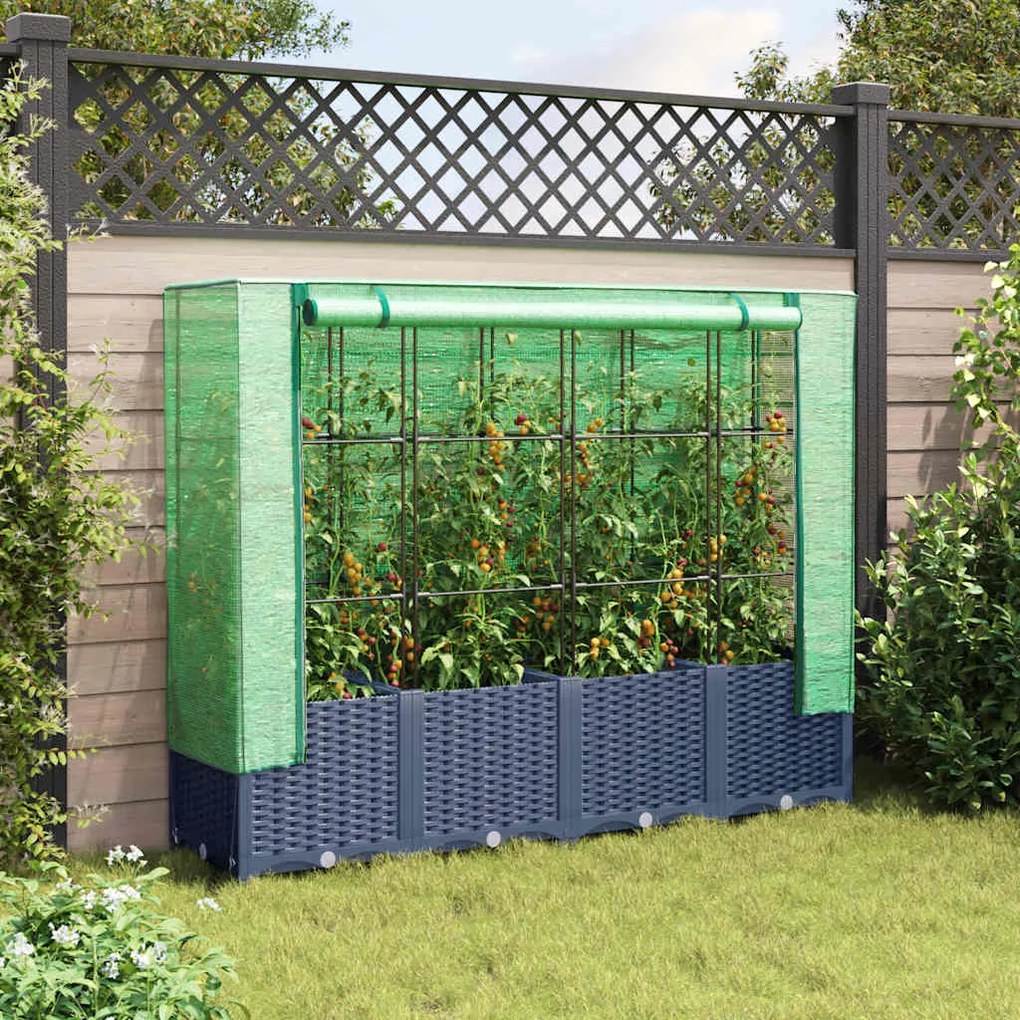 rattan megjelenésű magaságyás melegháztakaróval 160x40x138 cm