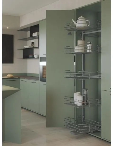 Konyhai fémrács, kamravasalás, 500mm, antracit, részleges kihúzású, 5 kosár, nyíló ajtóhoz Greem Line 295