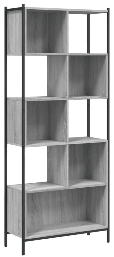 szürke sonoma színű szerelt fa könyvespolc 72x28x172 cm