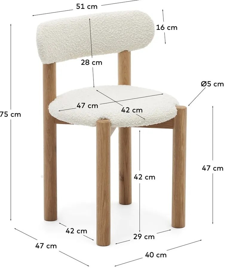 Fehér étkezőszék szett 2 db-os Nebai – Kave Home