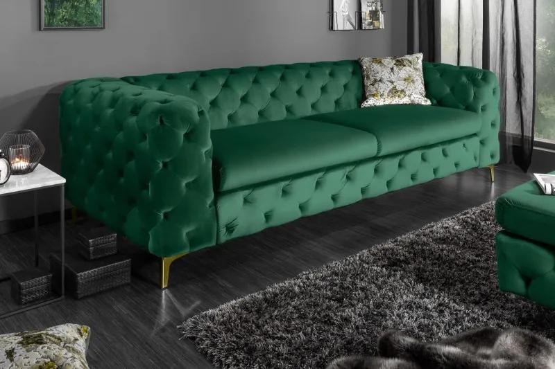 Modern Barock kanapé, 240 cm smaragd arany