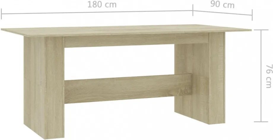 sonoma tölgy színű szerelt fa étkezőasztal 180 x 90 x 76 cm