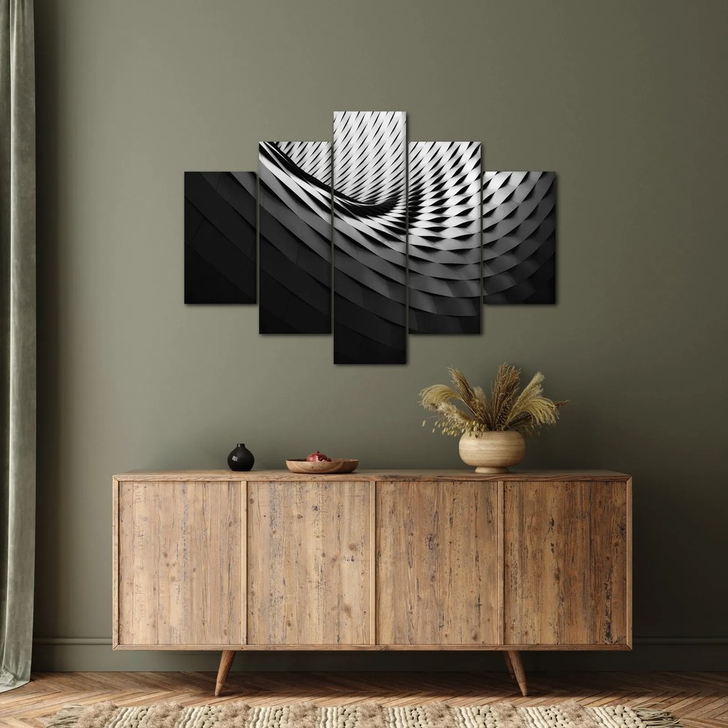 Absztrakt kép - fekete-fehér spirál (150x105 cm)
