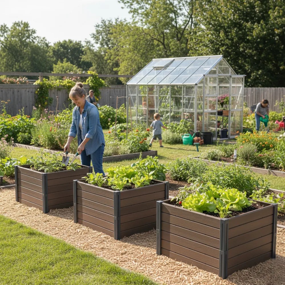 BASE PLANT magaságyás, 61x61x46cm, természetes barna Prosperplast