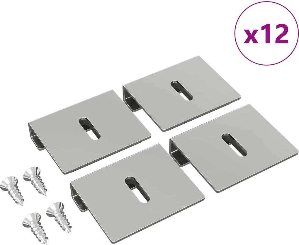 vidaXL Tükör tartó konzol 12 pcs Nikkel 35 x 30 x 8,3 mm Acél