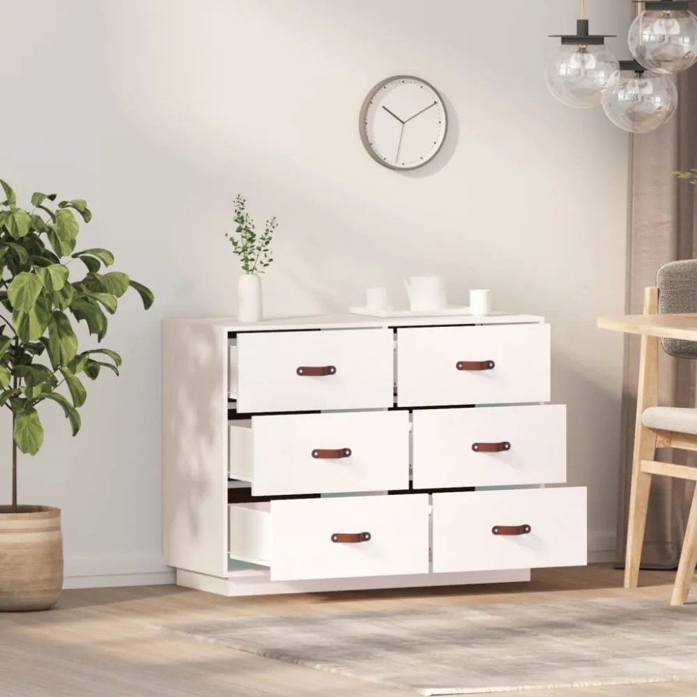 fehér tömör fenyőfa tálalószekrény 100 x 40 x 75 cm
