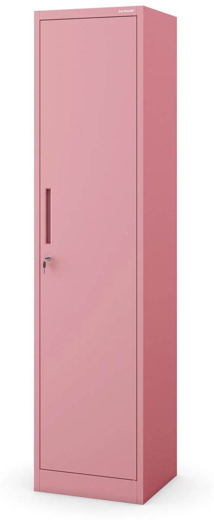 Keskeny irodai szekrény ALEX, 450 x 850 x 400 mm, Fresh Style: púderrózsaszín