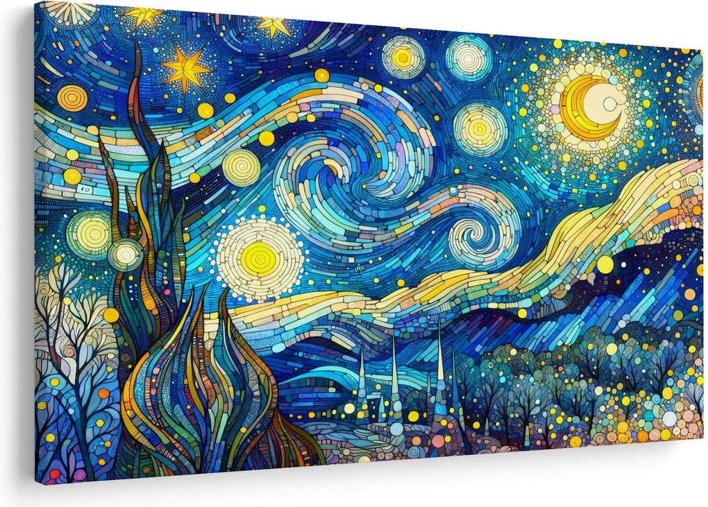 Kép – Csillagos éjszaka mozaikja (90x60 cm)