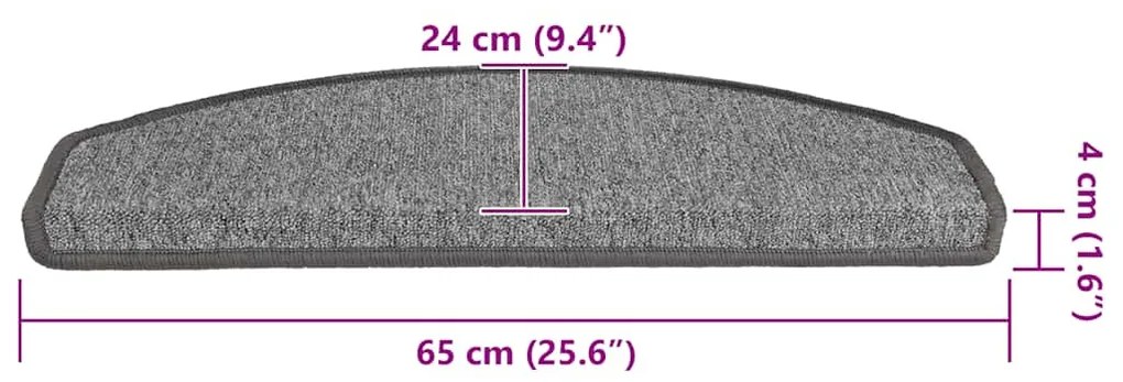 30 db sötétszürke, félkör alakú, nagy lépcsőszőnyegek 65 x 24 x 4 cm