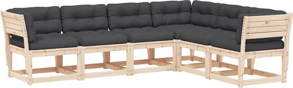 vidaXL 6 részes tömör fenyőfa kerti ülőgarnitúra párnákkal