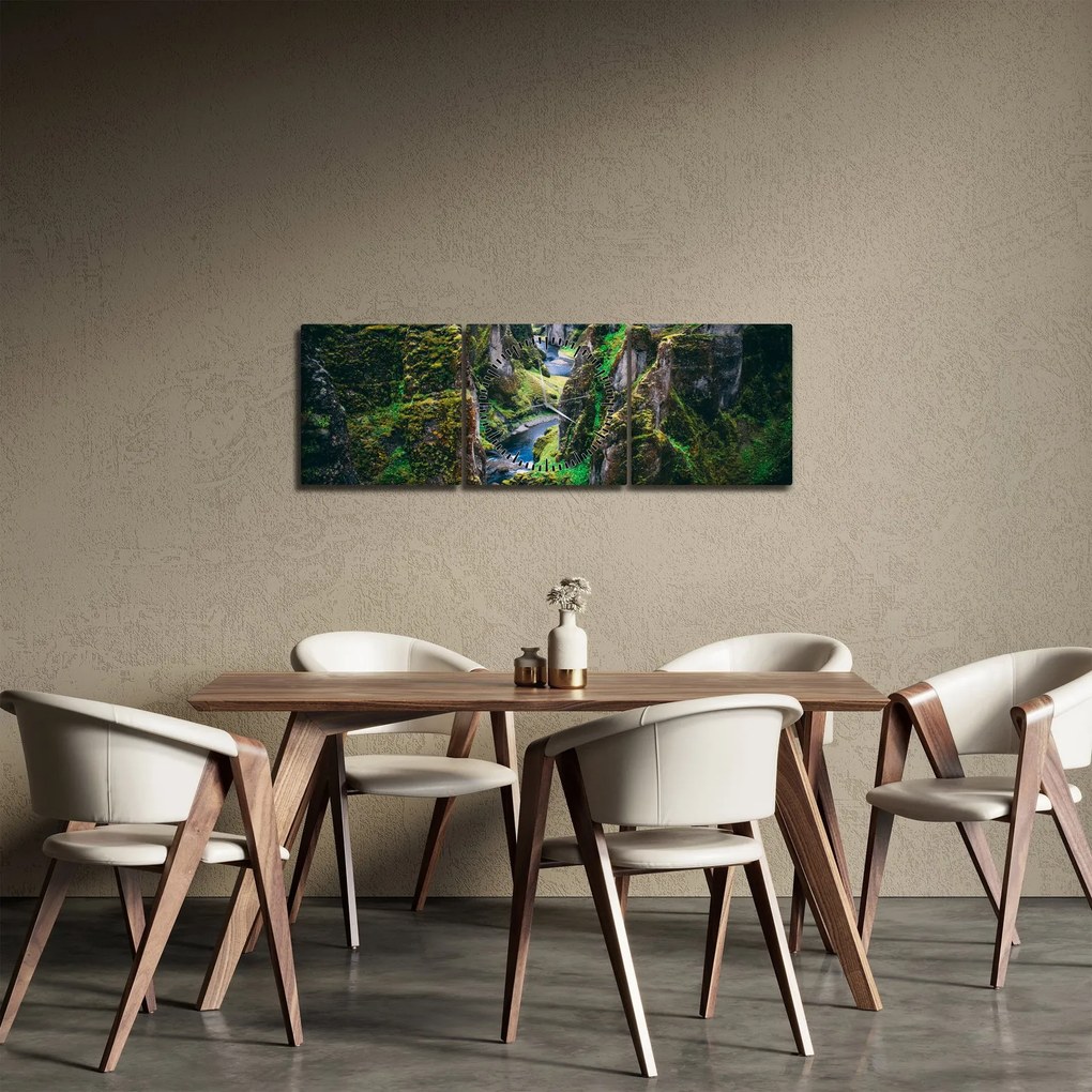 Kép - Folyó a sziklás völgyben (órával) (90x30 cm)