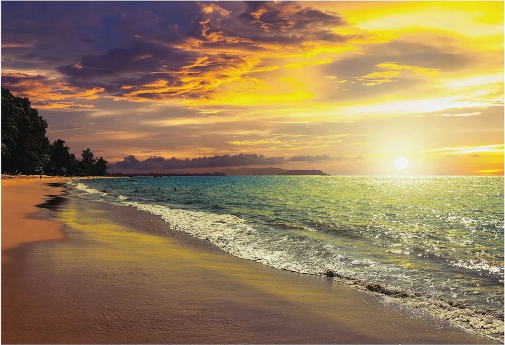 Divatos 3D Fali Tapéta Tengerpart Napnyugta 152x104 Ragasztóval