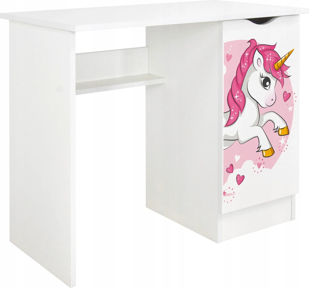 Íróasztal Gyerekszekrény Oktató, Játszó Rózsaszín Unikornis 90x50x77