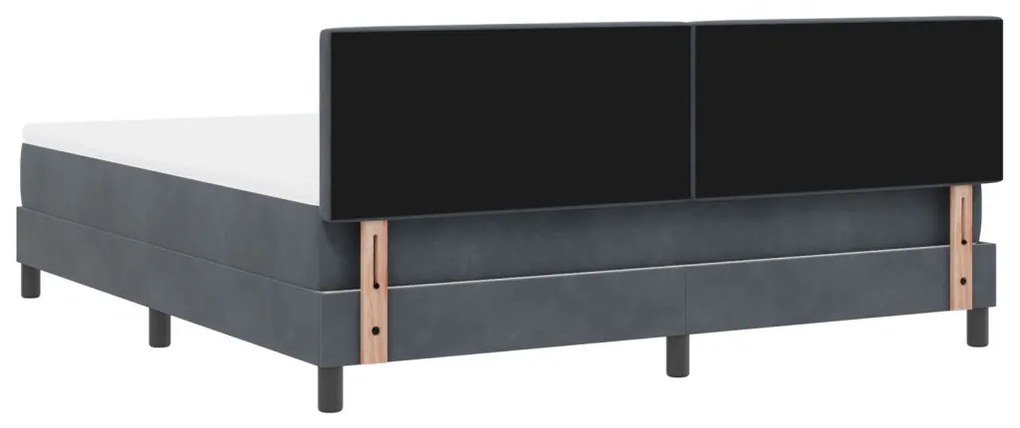 Boxspring Ágy Matraccal Sötétszürke Szuper King Bársony