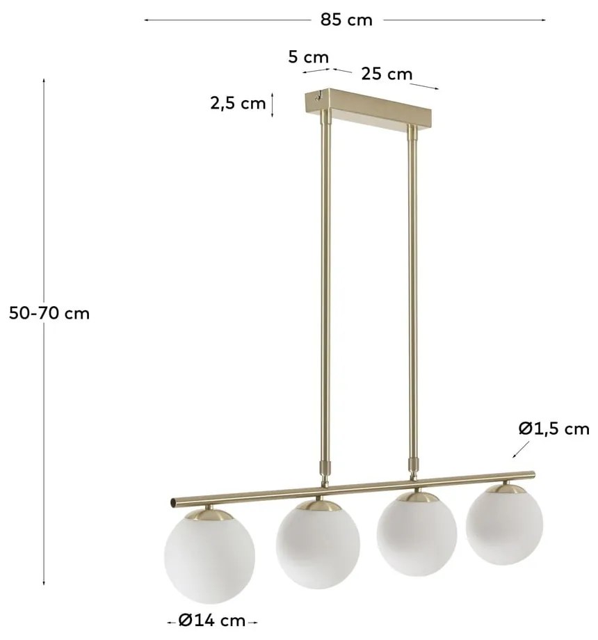 Fehér-aranyszínű mennyezeti lámpa üveg búrával ø 14 cm Mahala – Kave Home