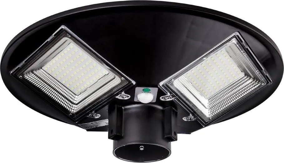 LED napelemes utcai lámpa érzékelővel, 15W/6V, 6500K, IP65, fekete + távirányító
