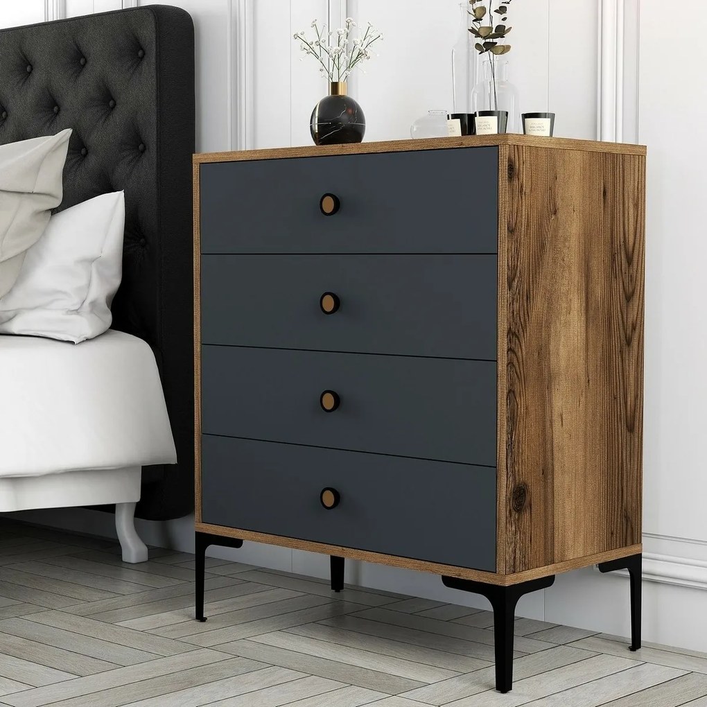 Lizbon Anthracite and Walnut komód