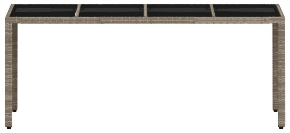 világosszürke polyrattan üveglapos kerti asztal 190x90x75 cm