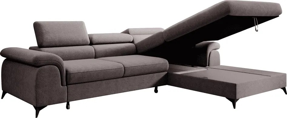 Kihúzható ülőgarnitúra, barna, jobbos, HORTY ROH