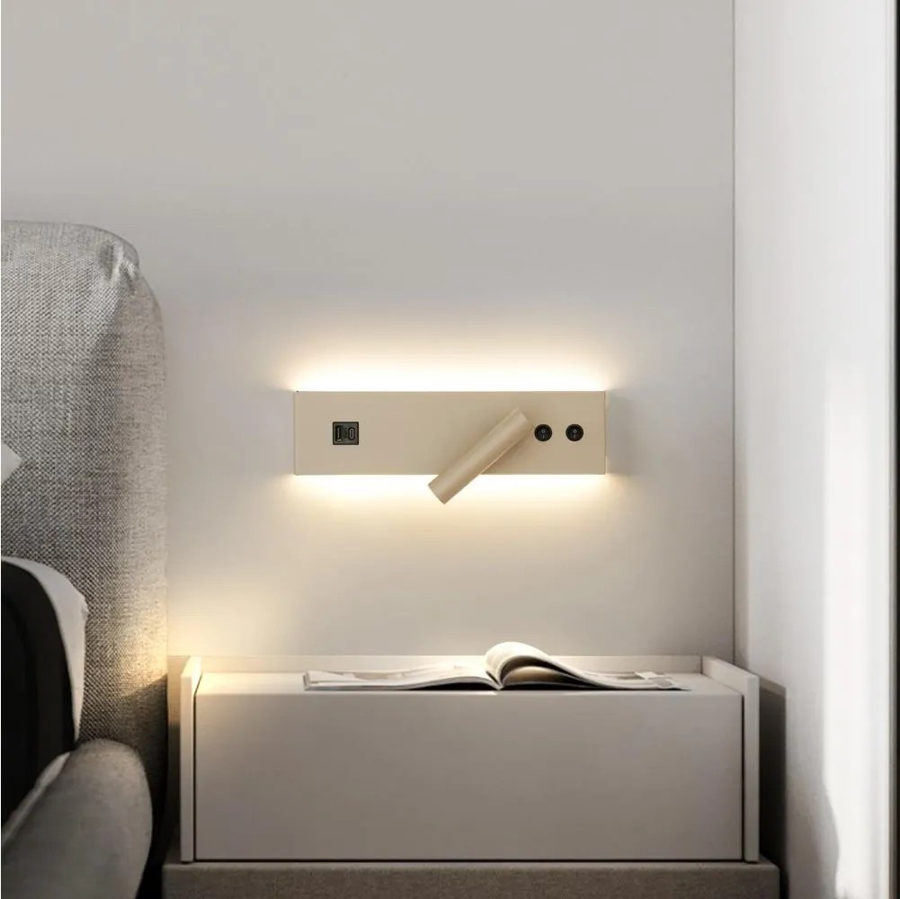 Brilagi-LED Falra szerelhető spotlámpa USB-porttal NOCTIS LED/3W/230V+LED/9W bézs