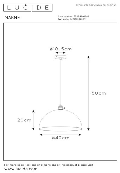 Lucide 30485/40/44 - Csillár zsinóron MARNE 1xE27/60W/230V narancssárga