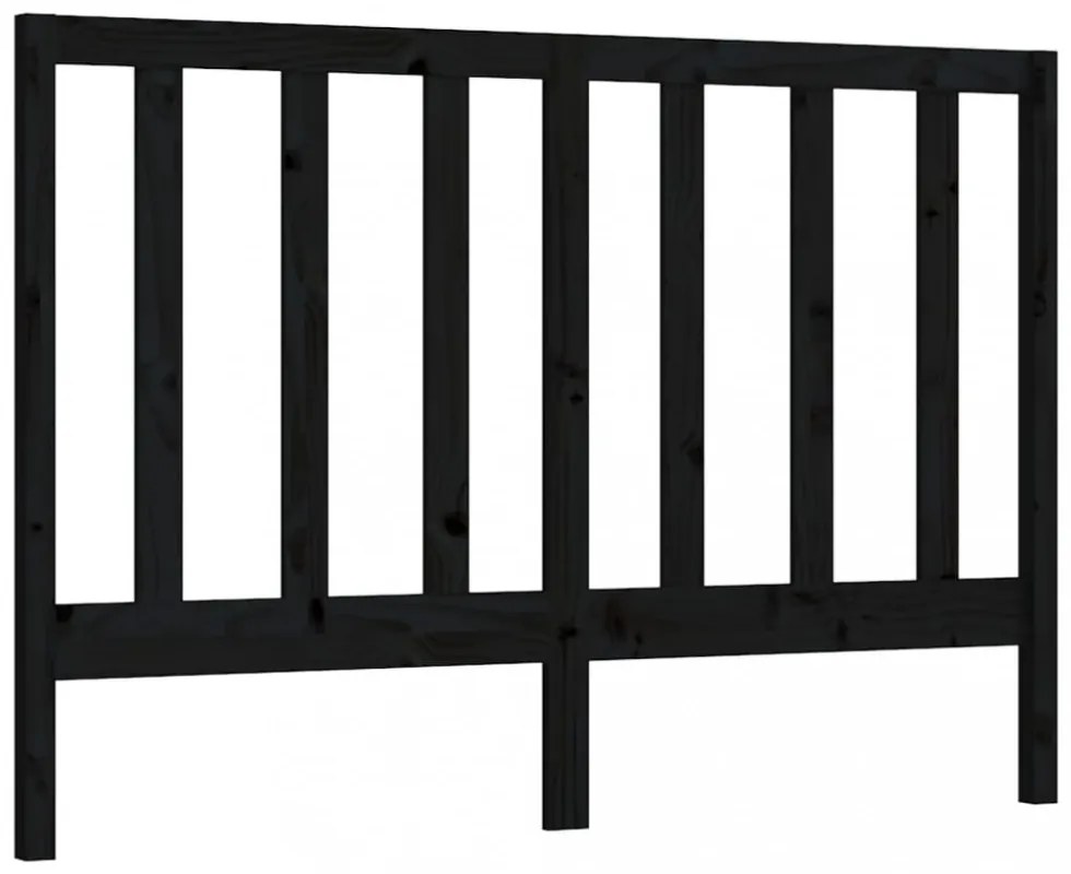 fekete tömör fenyőfa ágyfejtámla 156 x 4 x 100 cm