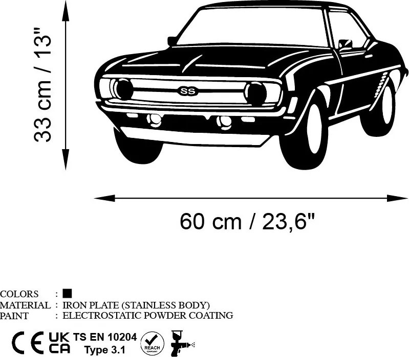 Chevrolet fém fali dekoráció, 60×33 cm