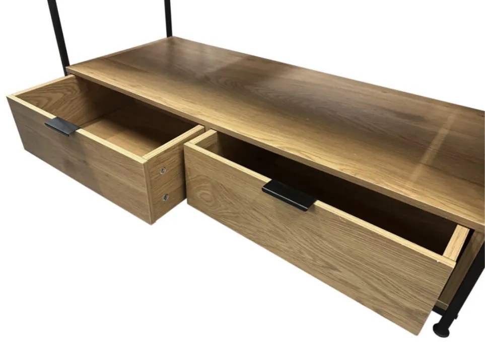 KÉSZLETKISÖPRÉS! Intenso Home dohányzóasztal fiókkal 100 x 40cm (Aranytölgy) | Masszív fém váz, praktikus fiók
