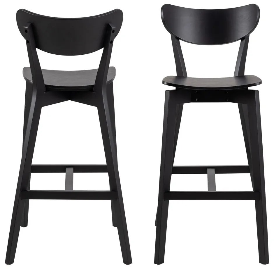 Fekete kaucsukfa bárszék szett 2 db-os 105 cm Roxby – Actona