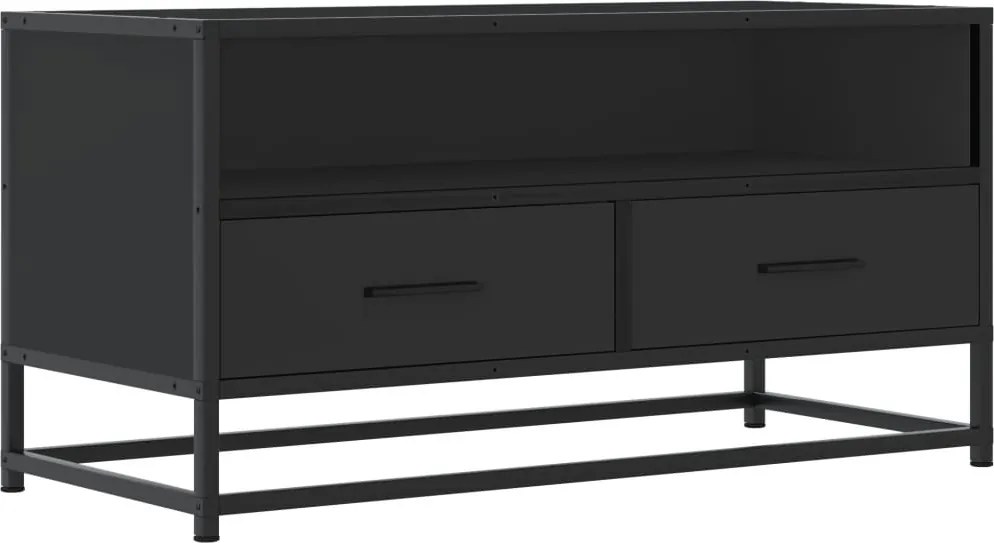 vidaXL fekete szerelt fa és fém TV-szekrény 80x34,5x40 cm