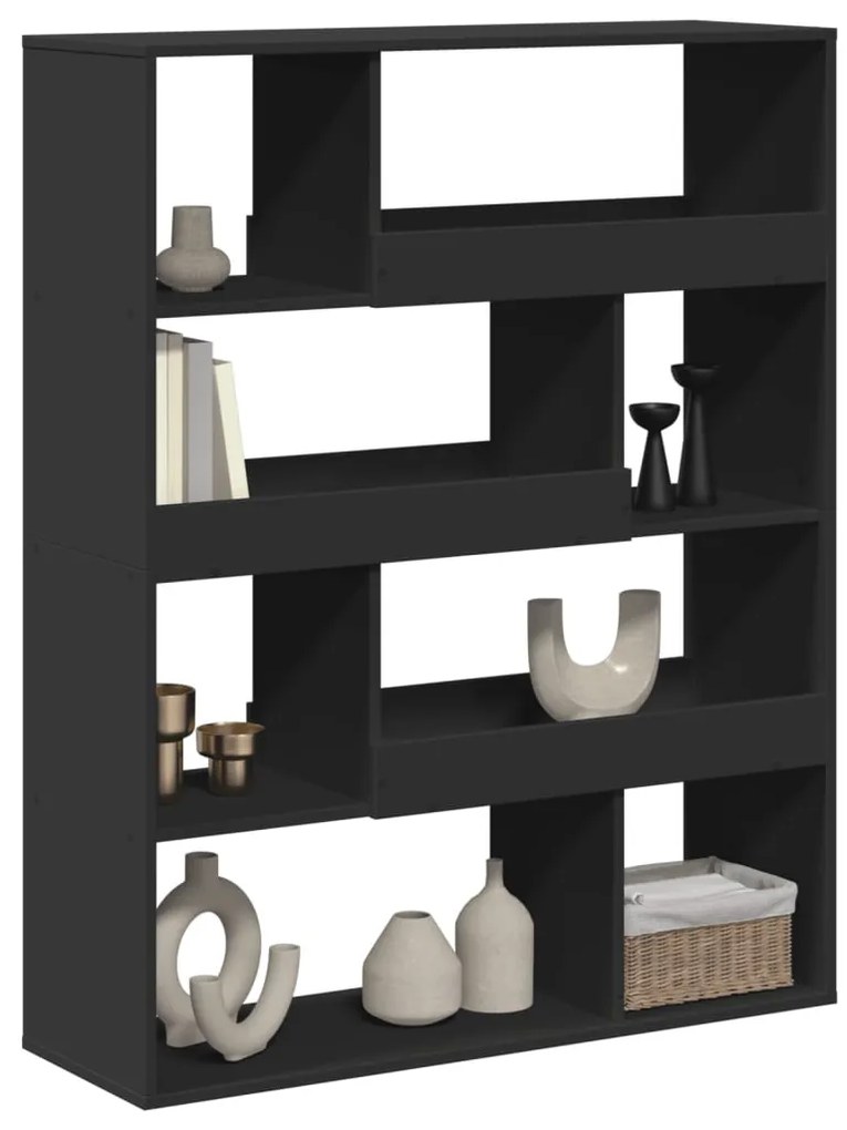 fekete szerelt fa könyvespolc 100 x 33 x 125,5 cm
