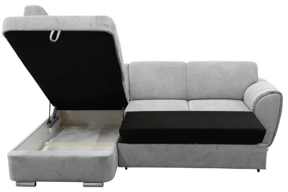 Kihúzható L alakú sarok ülőgarnitúra SERPA, balos, tárolóval, szürke