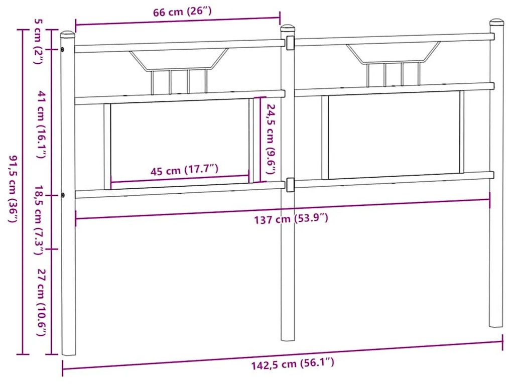barna tölgy színű szerelt fa és acél fejtámla 137 cm