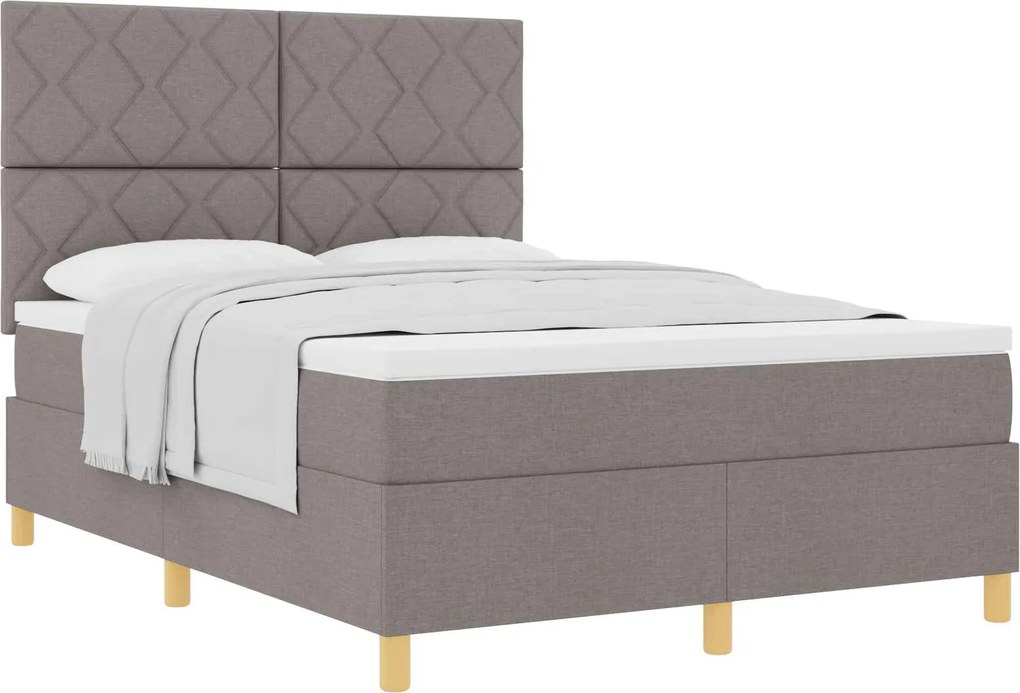 vidaXL Boxrugós ágy matracmal fejtámlával Tópszínű 160 x 200 cm szövet