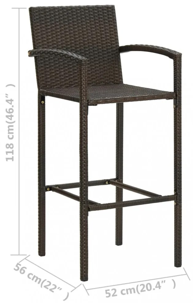4 db barna polyrattan bárszék