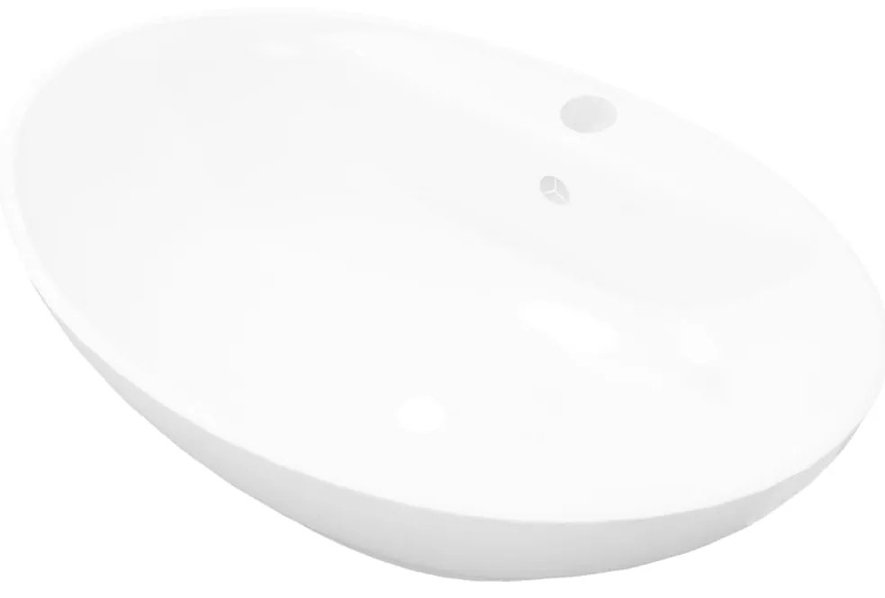 vidaXL 140678 Luxury Ceramic Basin Oval with Overflow and Faucet Hole