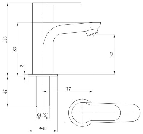 Sapho - SMALL mosdócsaptelep, 11,3 cm, fényes króm