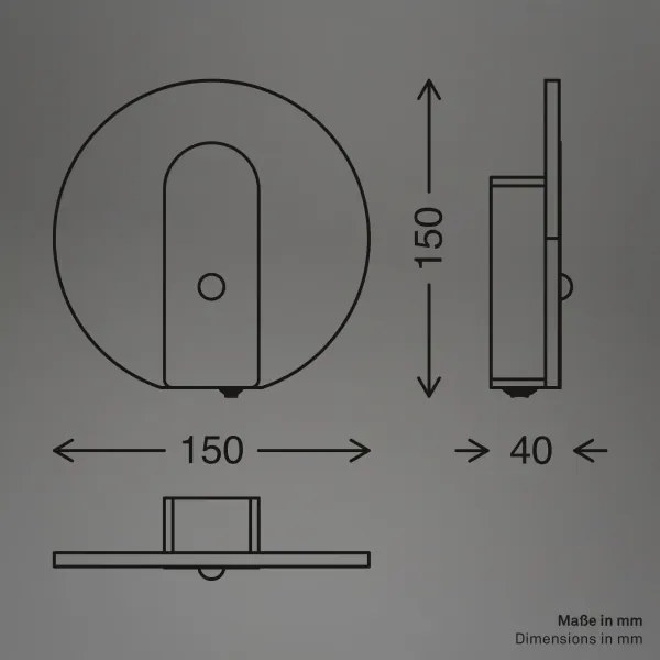 Briloner 3889015 - TARO tölthető LED fali lámpa érzékelővel, 2,5 W/5 V, 1800 mAh, fekete