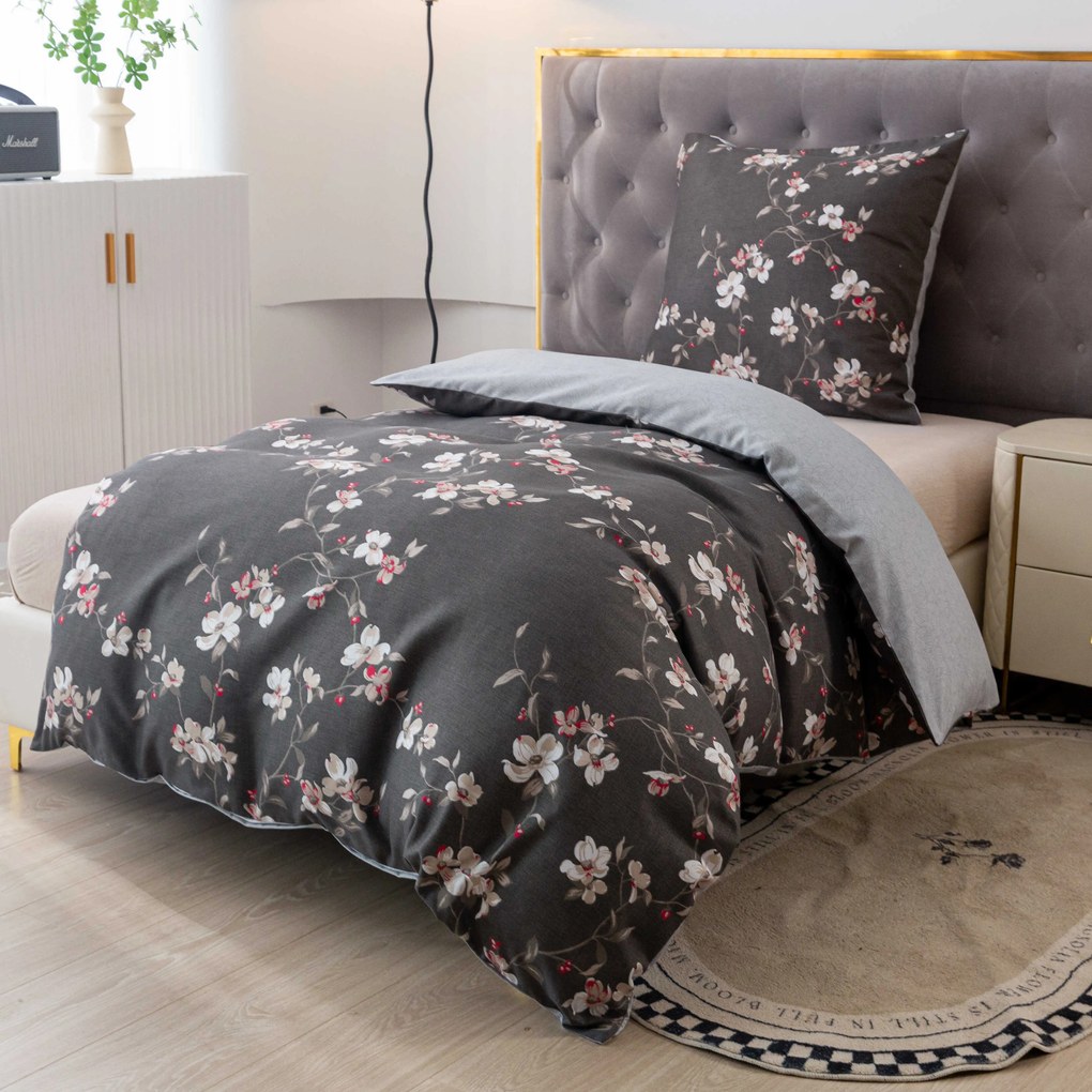 BLOSSOM szürke mikroszálas flanel ágyneműhuzat Ágyneműhuzat mérete: 70 x 90 cm | 140 x 200 cm