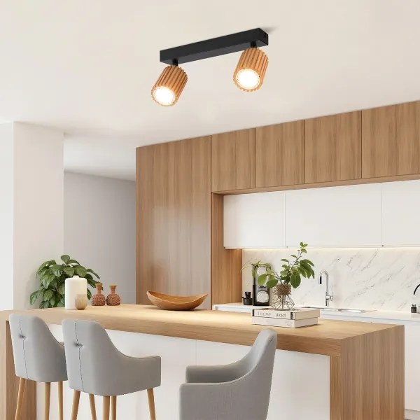 Brilagi - MODERN WOOD spotlámpa 2xGU10/8W/230V fa/fekete