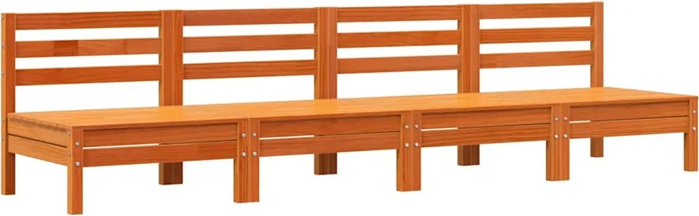 vidaXL 4 db viaszbarna tömör fenyőfa karfa nélküli kerti kanapé