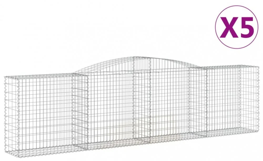 5 db íves horganyzott vas gabion kosár 400x50x100/120 cm