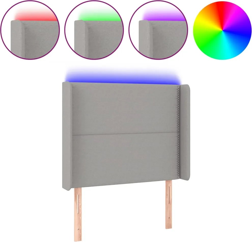 vidaXL világosszürke szövet LED-es fejtámla 93x16x118/128 cm